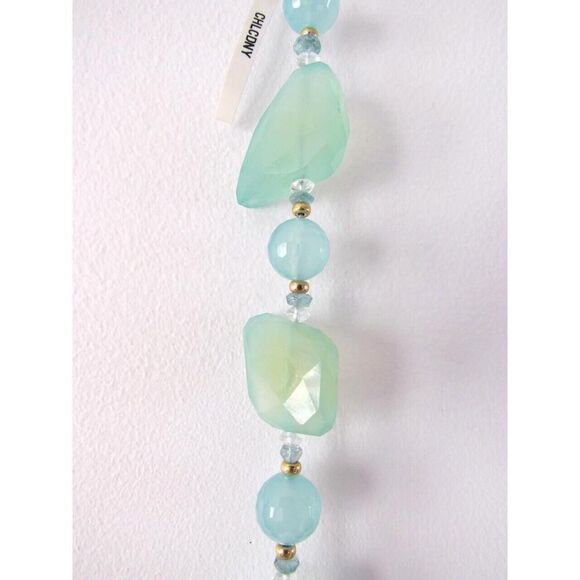 ZOE B. Necklace 14k Gold Natural Aqua Chalcedony Stones Statement Peice WOW! - Picture 14 of 16